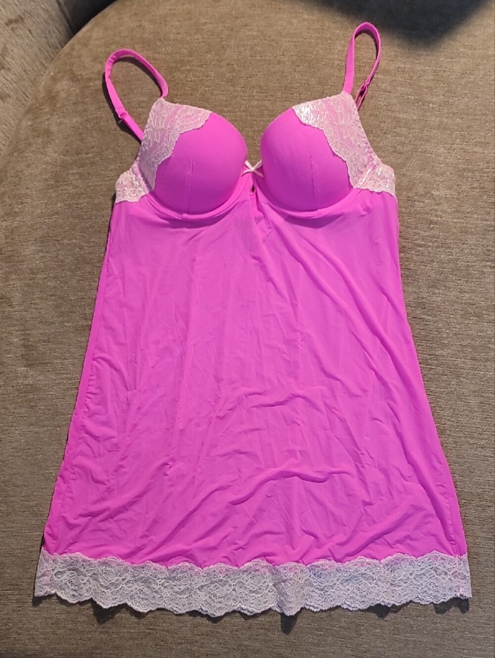 Victoria's Secret Pink Lace-Trim Chemise Nightgown 34B